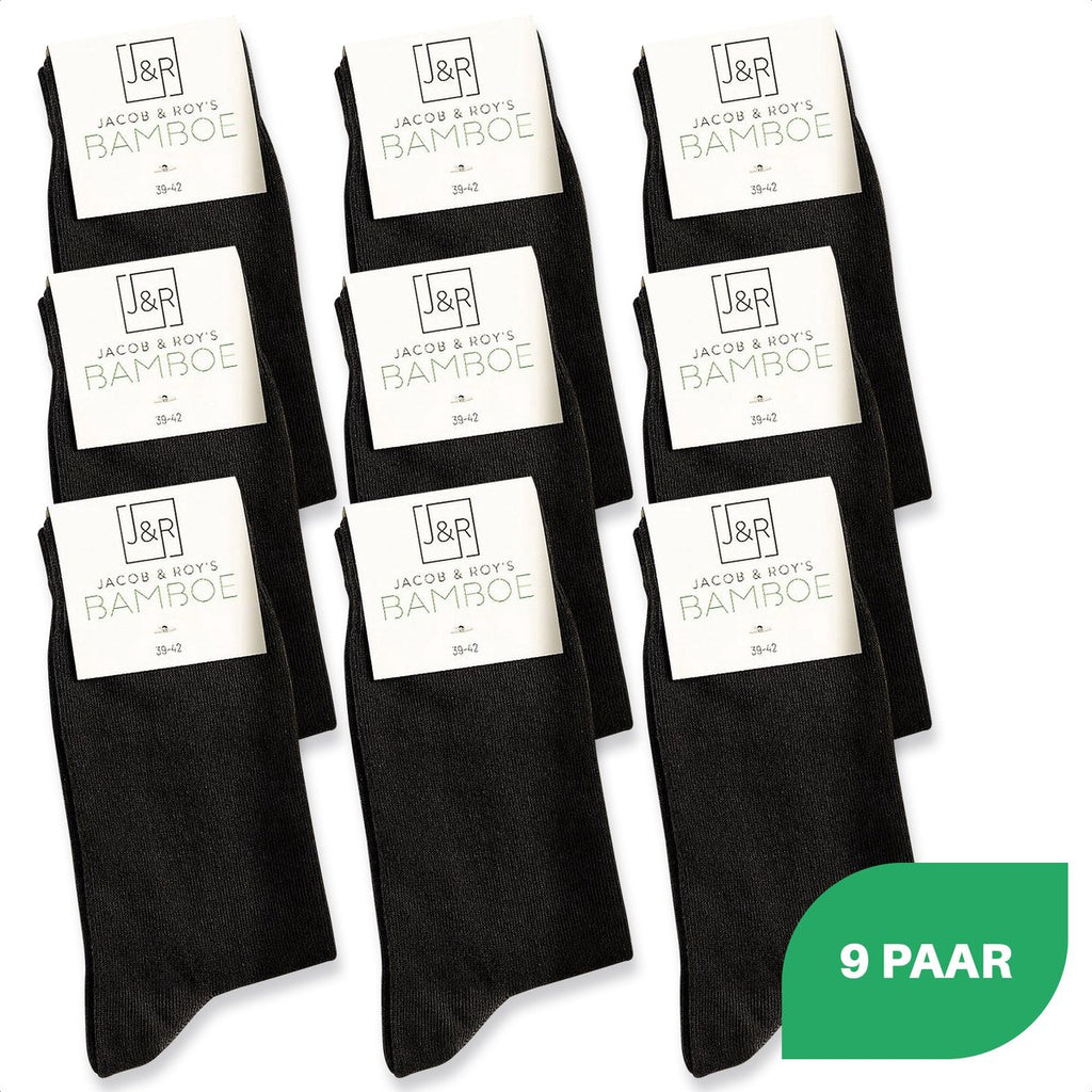 Bamboe sokken zwart - 9 paar