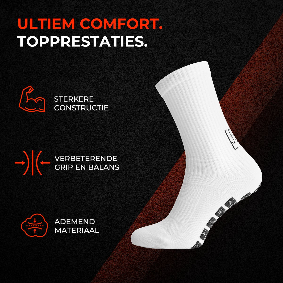Witte gripsok met stevige constructie, betere grip en ademend materiaal