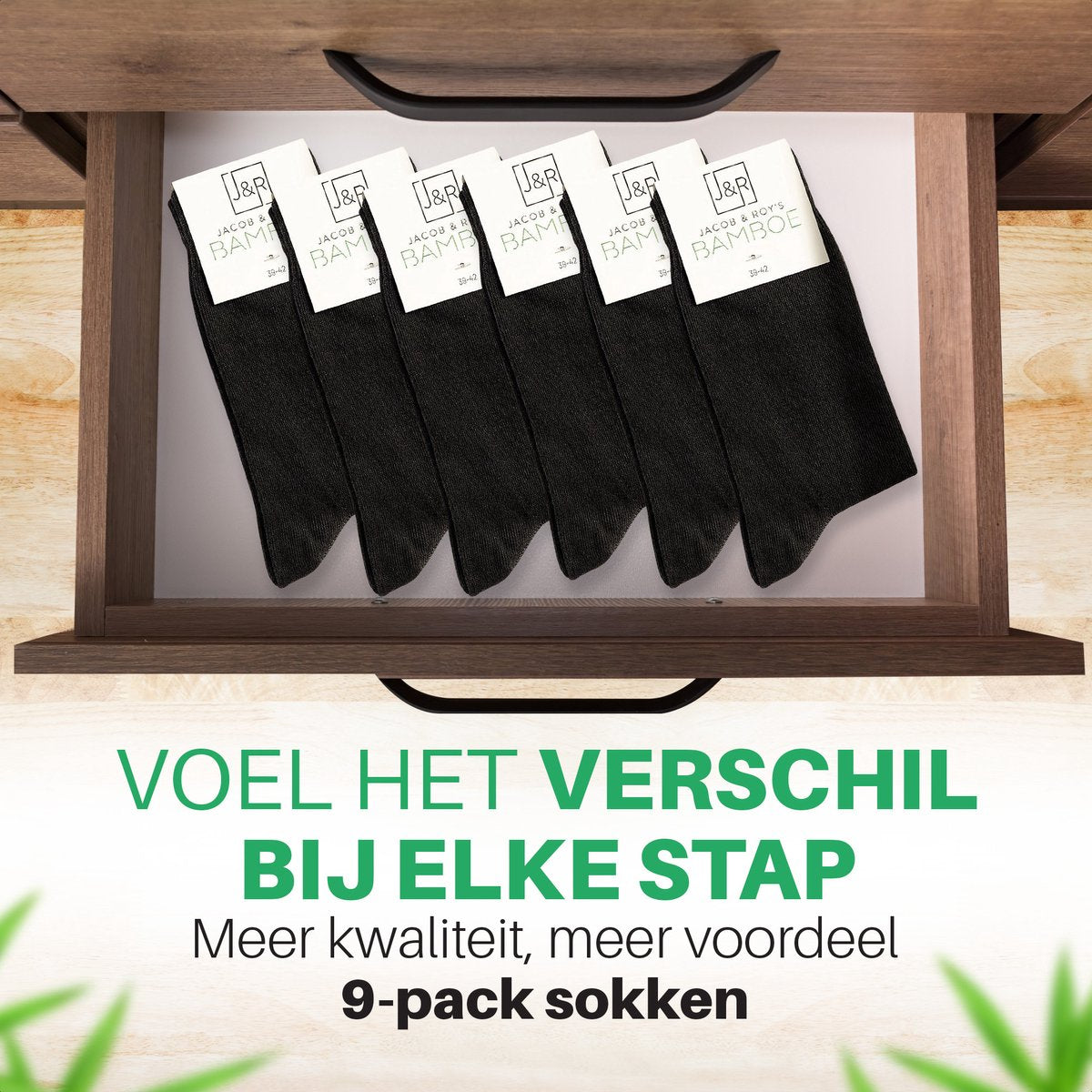 Bamboe sokken zwart - 9 paar