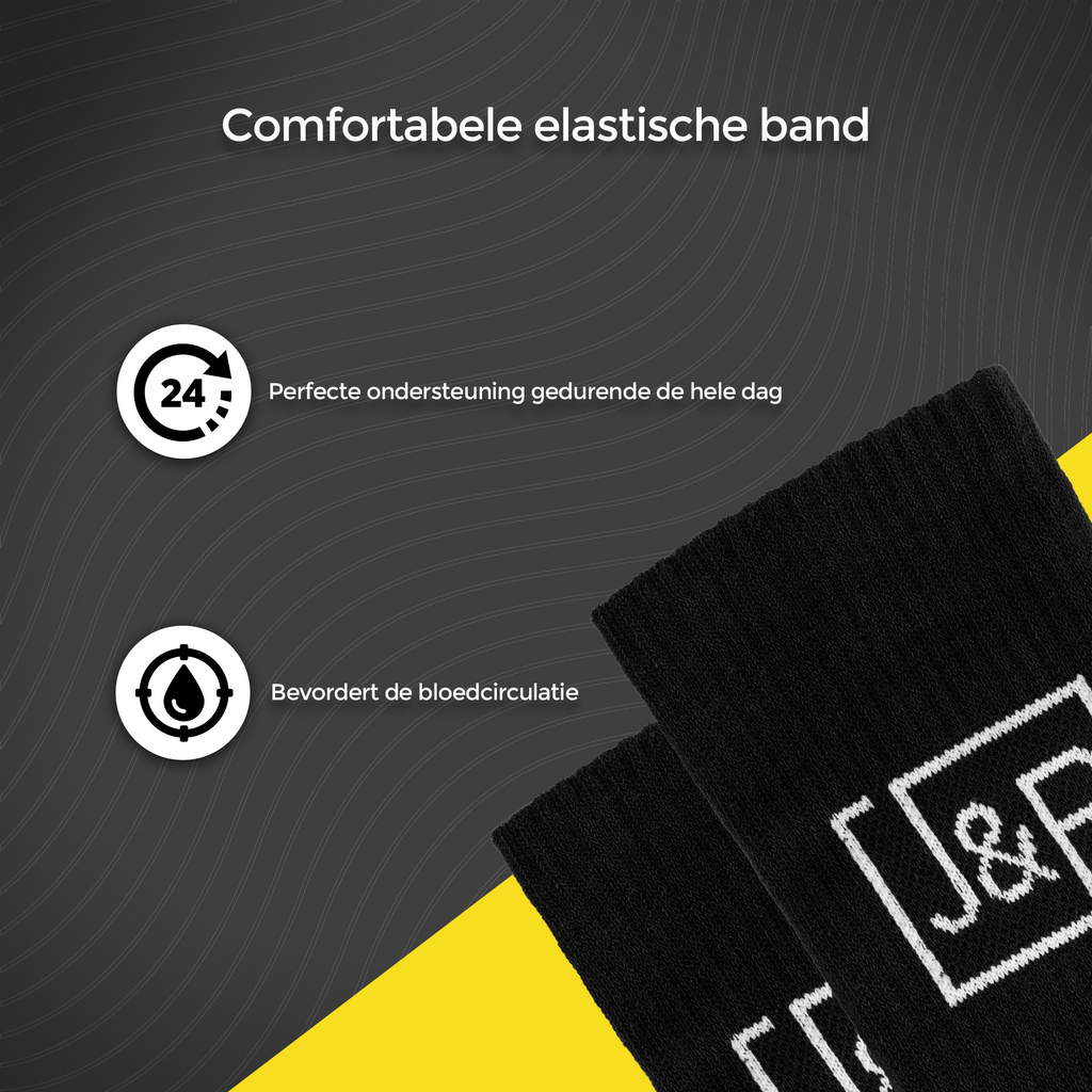Comfortabele elastische band van de werksok die de hele dag ondersteunt