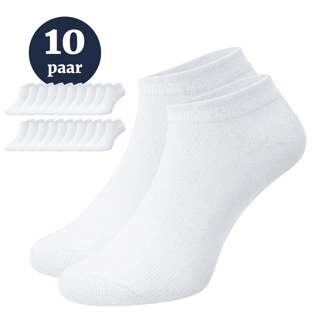 Tien paar witte sneakersokken van Jacob en Roy's, halfhoog model