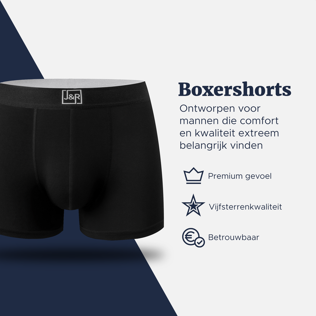 Zwarte boxershort met geweven J en R tailleband, zonder verdere opdruk