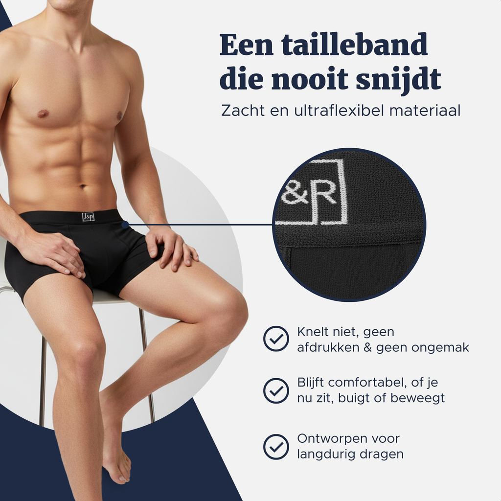 Zachte tailleband van de boxershort die niet snijdt en geen afdrukken achterlaat