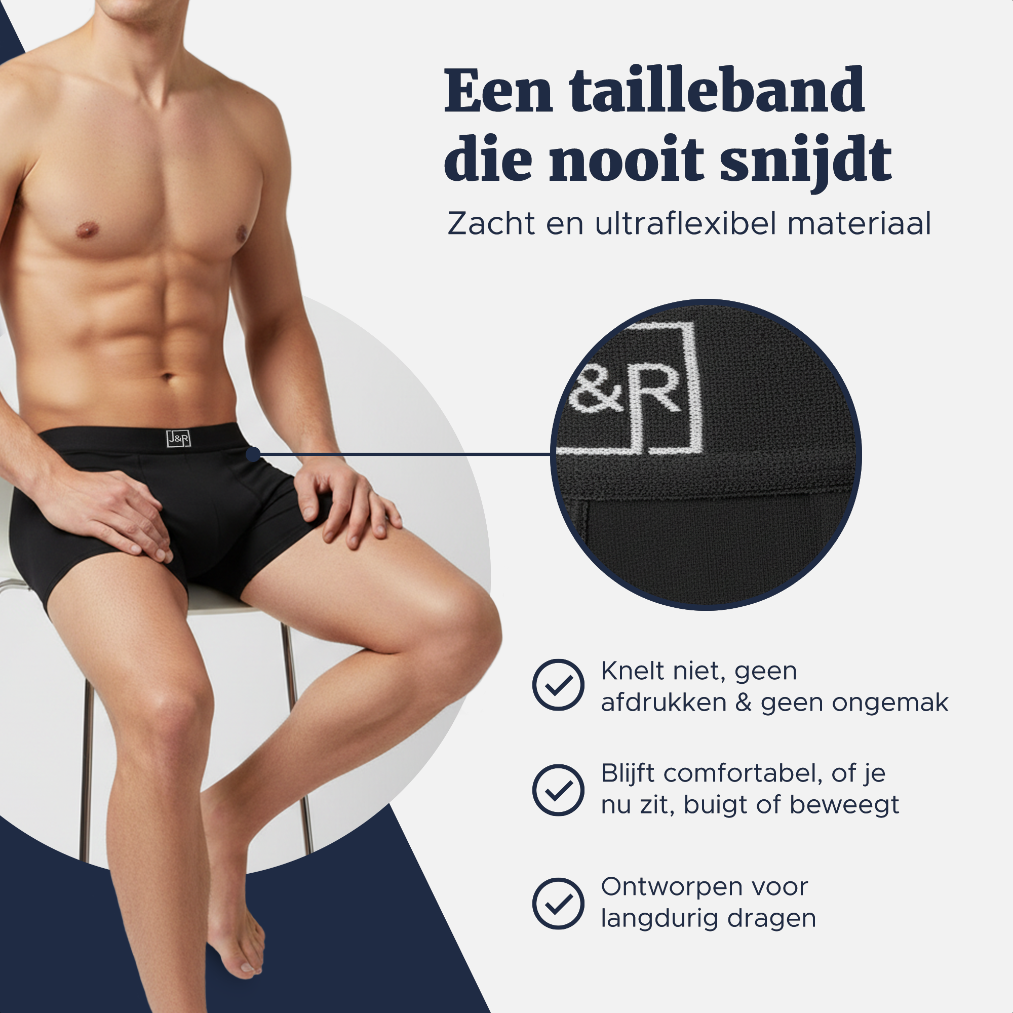 Zachte tailleband van de boxershort die niet snijdt en geen afdrukken achterlaat