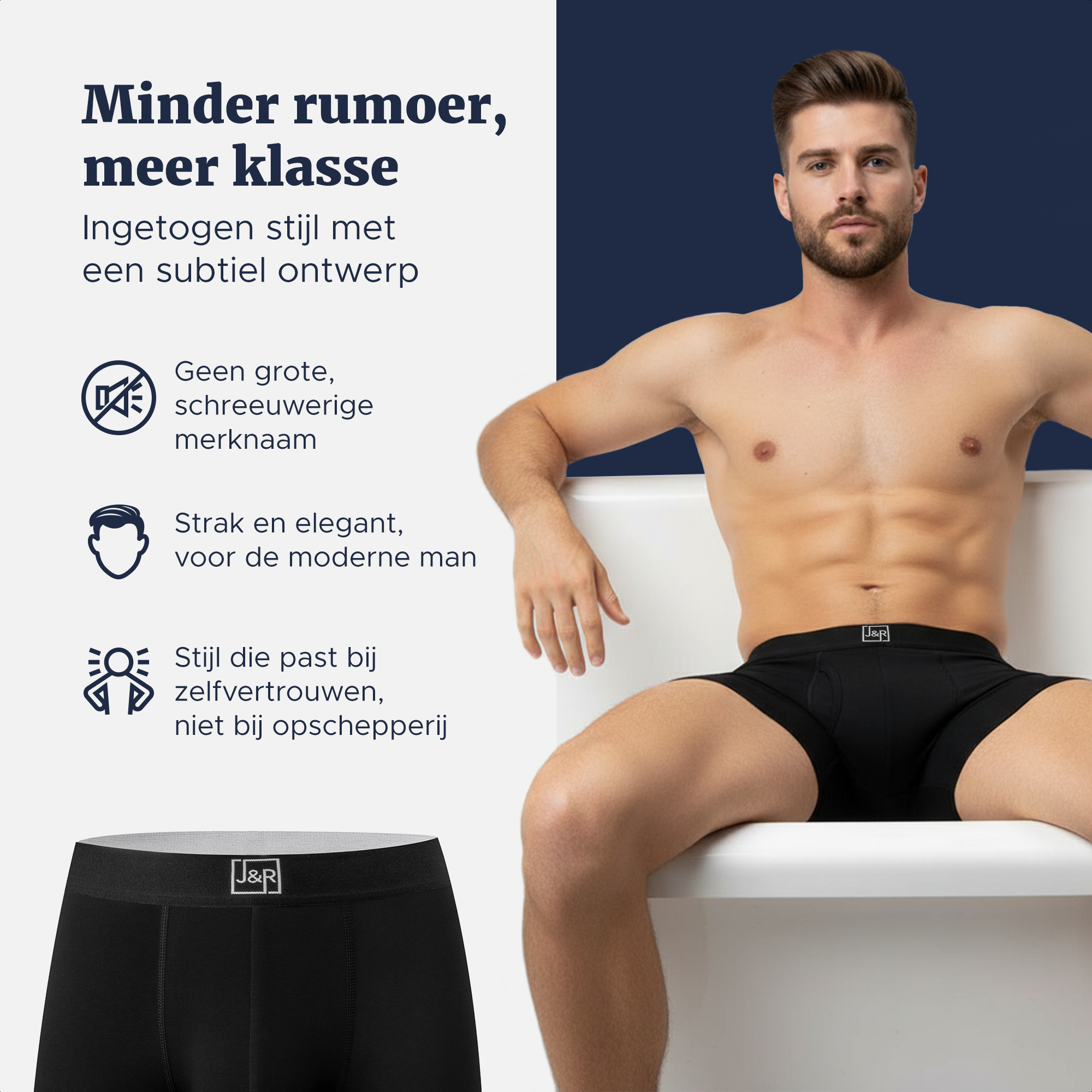 Zwarte boxershort met ingetogen ontwerp, zonder groot logo