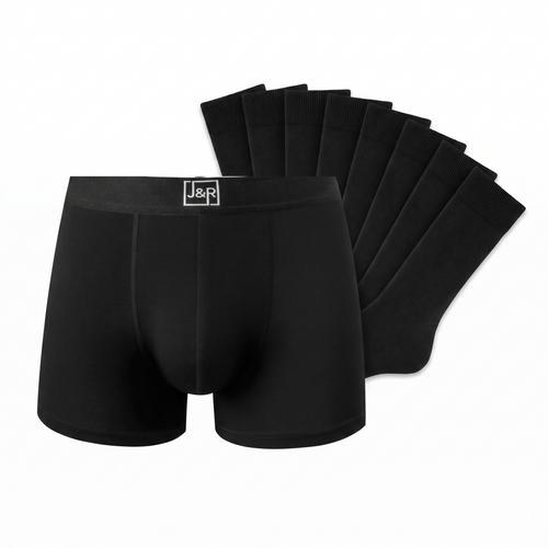 Bundel: 10 boxershorts en 9 paar zwarte sokken